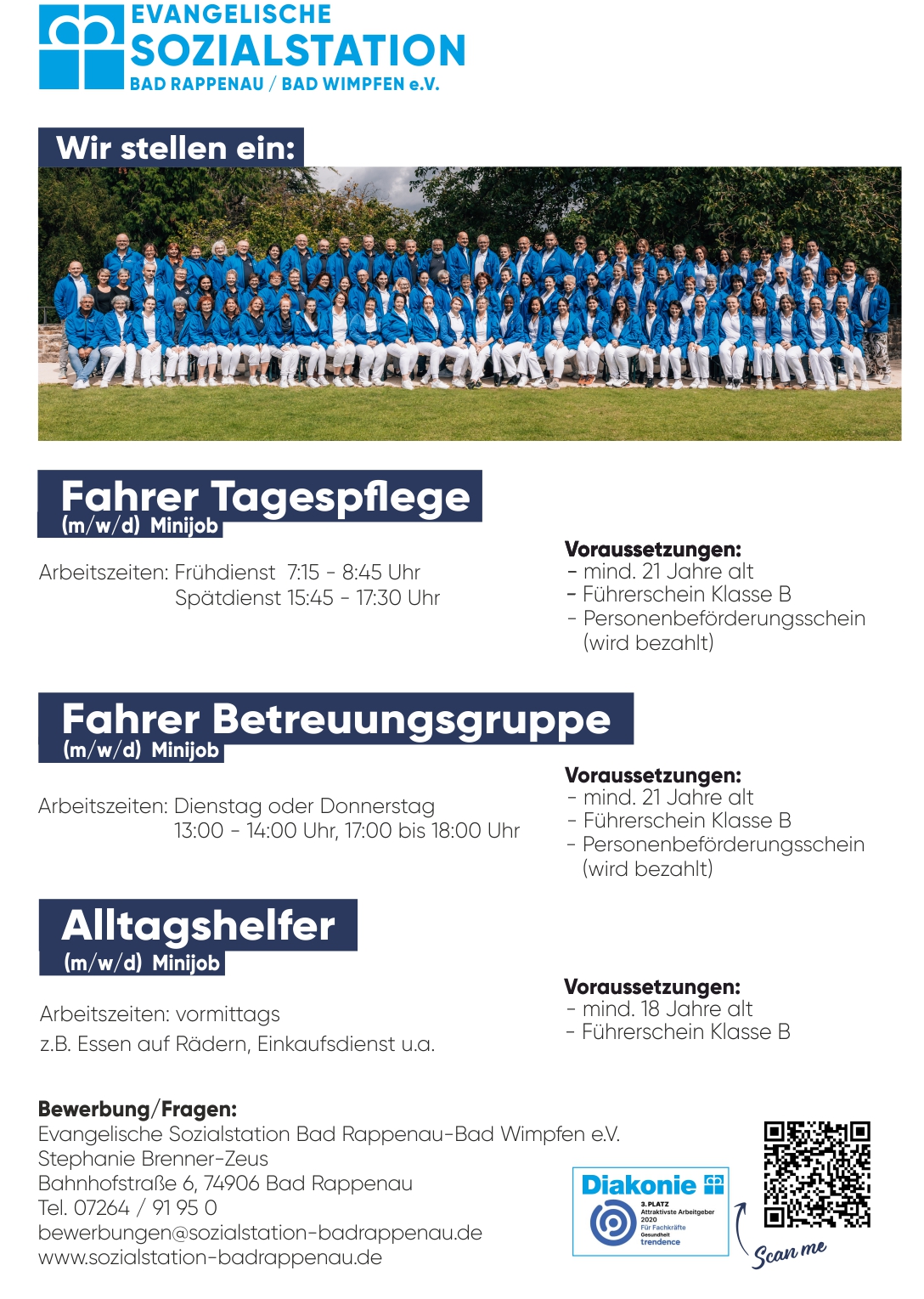 Ausschreibung Fahrer, Alltagshilfe